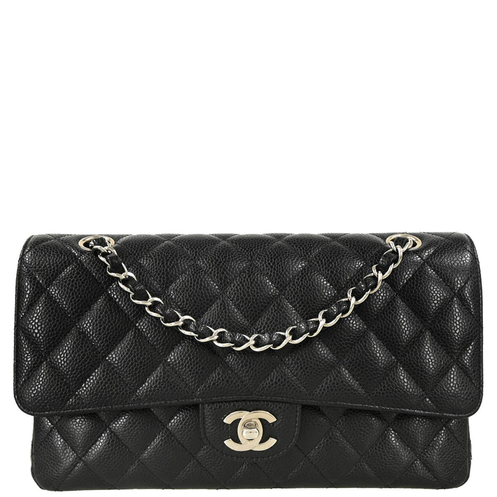 Chanel 2018 Black Caviar Medium Classic Double Flap Shoulder Bag