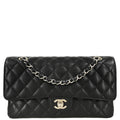 Chanel 2018 Black Caviar Medium Classic Double Flap Shoulder Bag