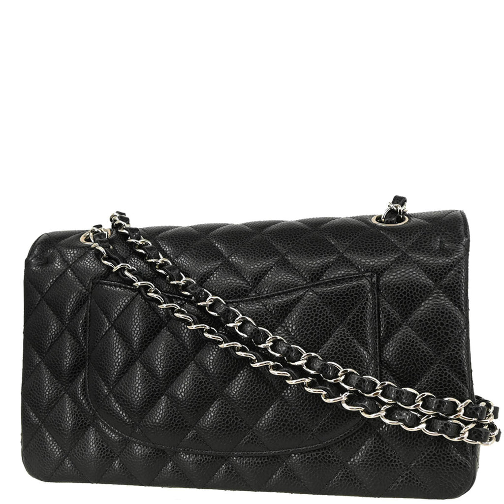 Chanel 2018 Black Caviar Medium Classic Double Flap Shoulder Bag