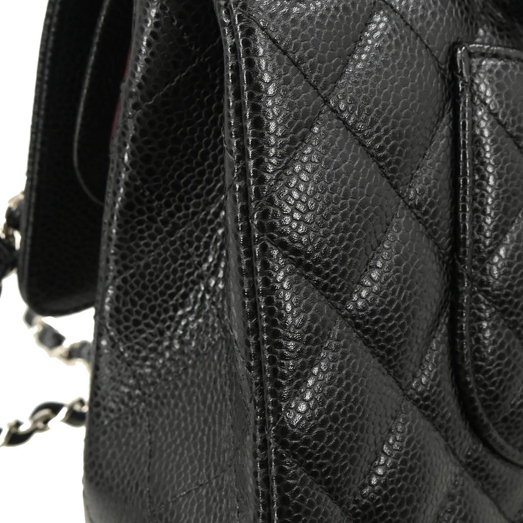 Chanel 2018 Black Caviar Medium Classic Double Flap Shoulder Bag