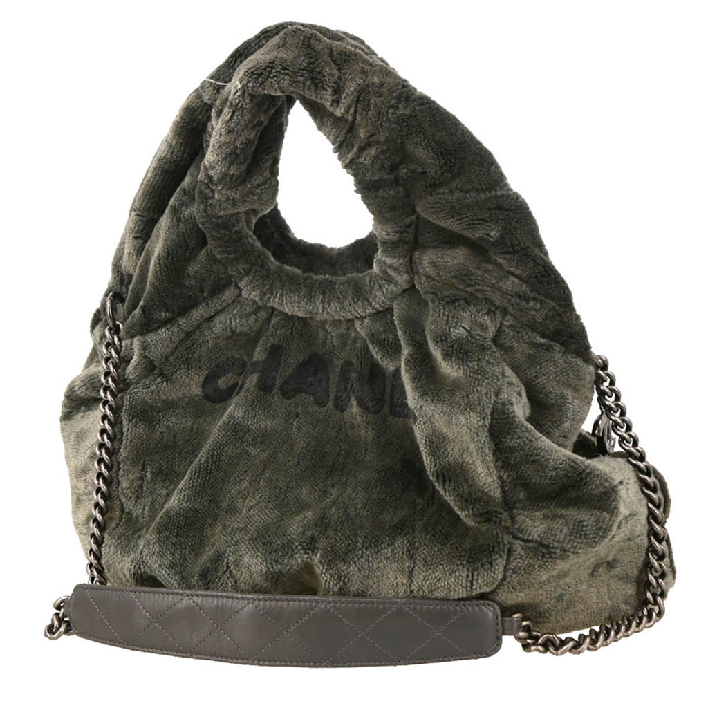 Chanel 2010-2011 Faux Fur Leather 2way Shoulder Tote Handbag