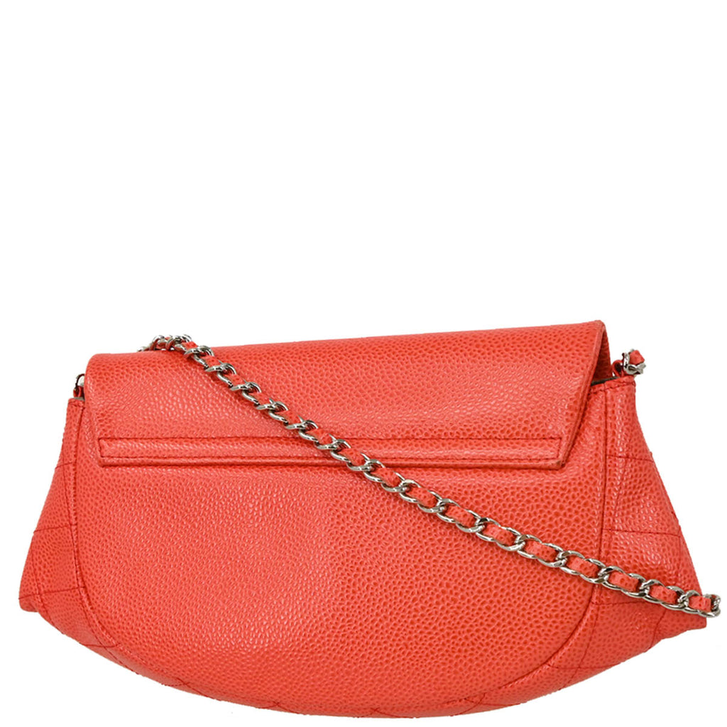 Chanel 2013-2014 Red Caviar Half Moon WOC Shoulder Wallet Bag