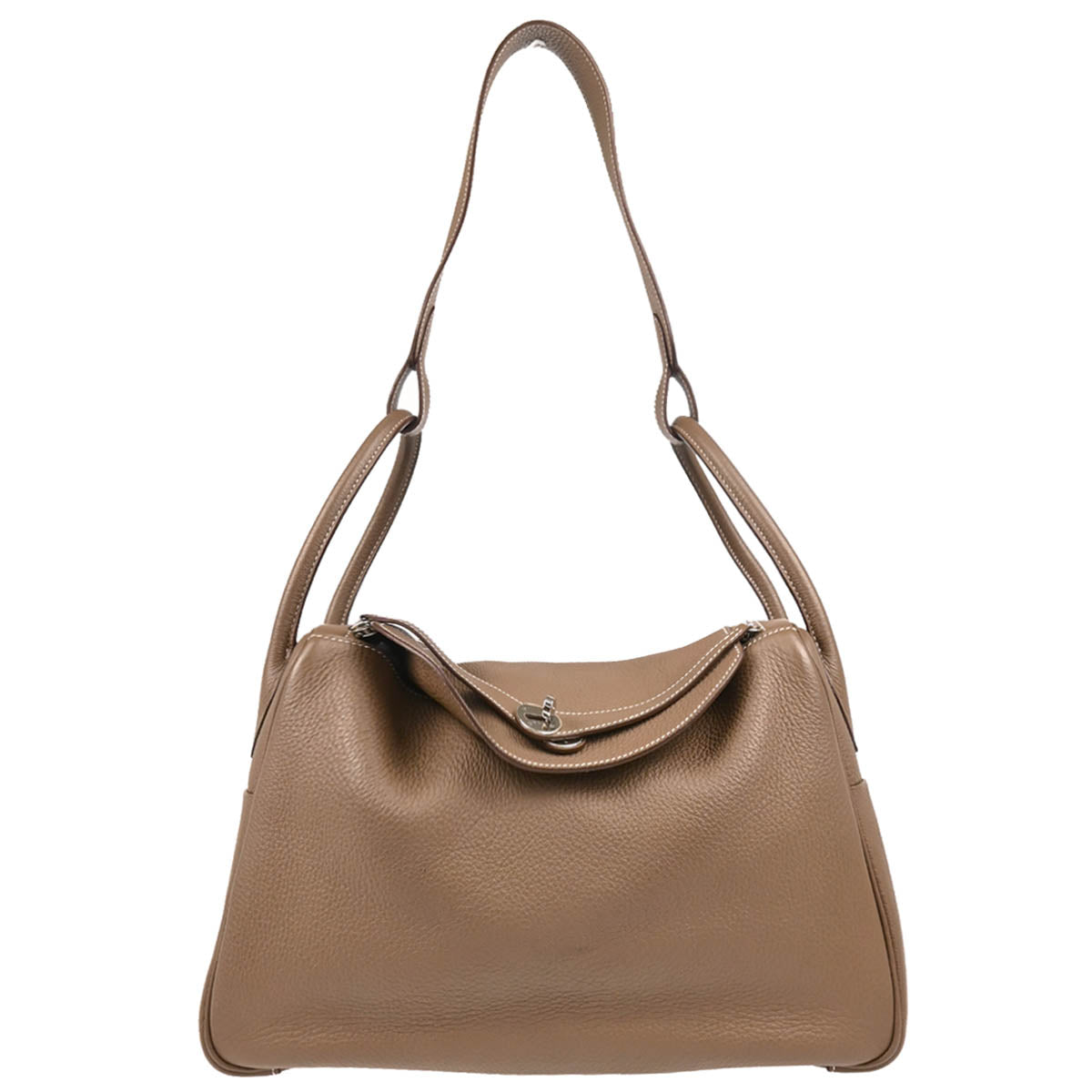 Hermes 2010 Etoupe Gray Taurillon Clemence Lindy 34 Shoulder Bag