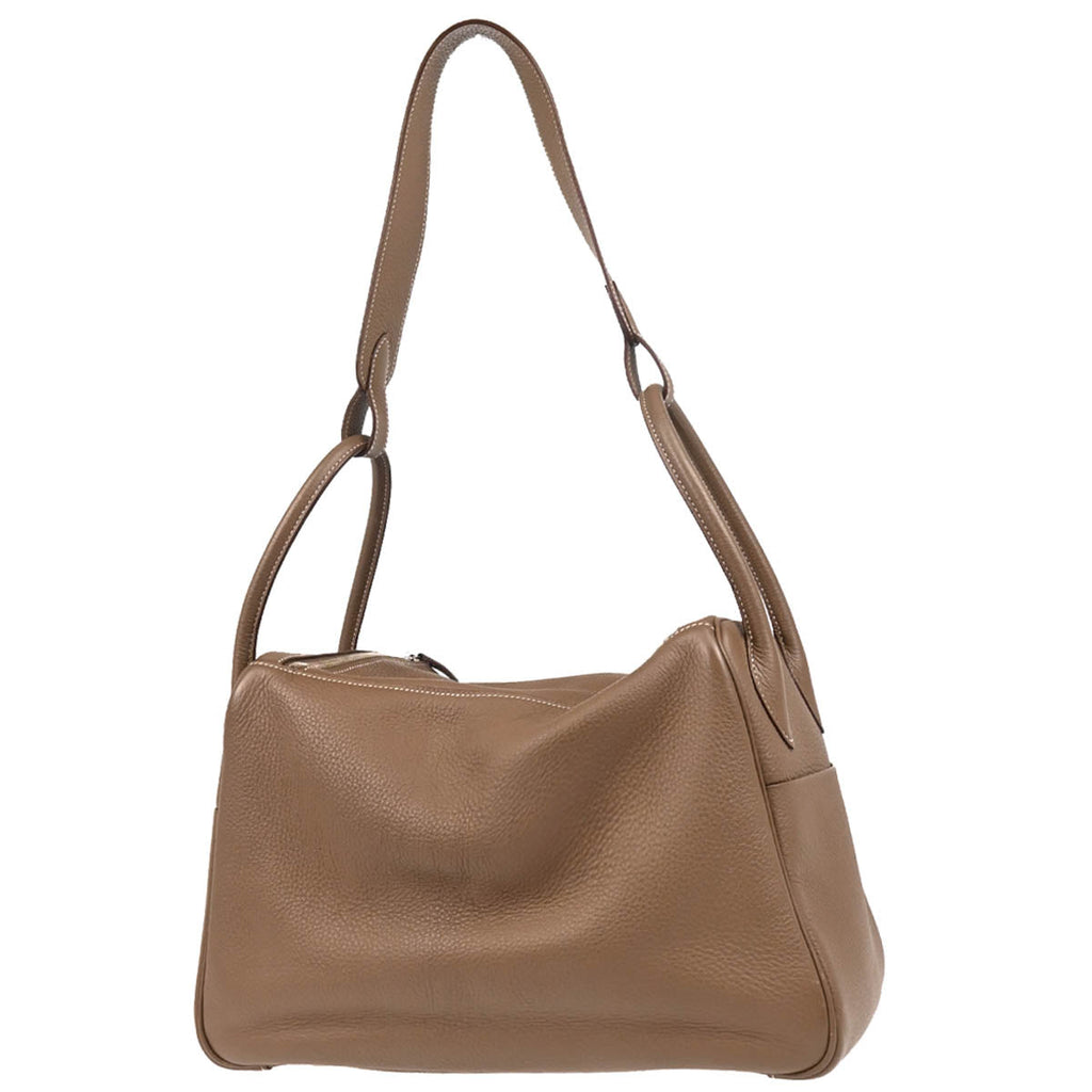 Hermes 2010 Etoupe Gray Taurillon Clemence Lindy 34 Shoulder Bag