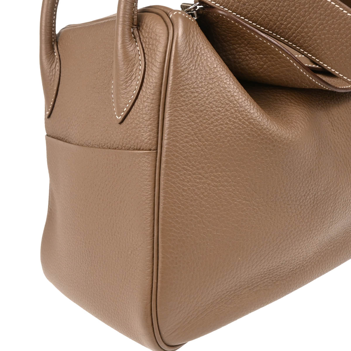 Hermes 2010 Etoupe Gray Taurillon Clemence Lindy 34 Shoulder Bag