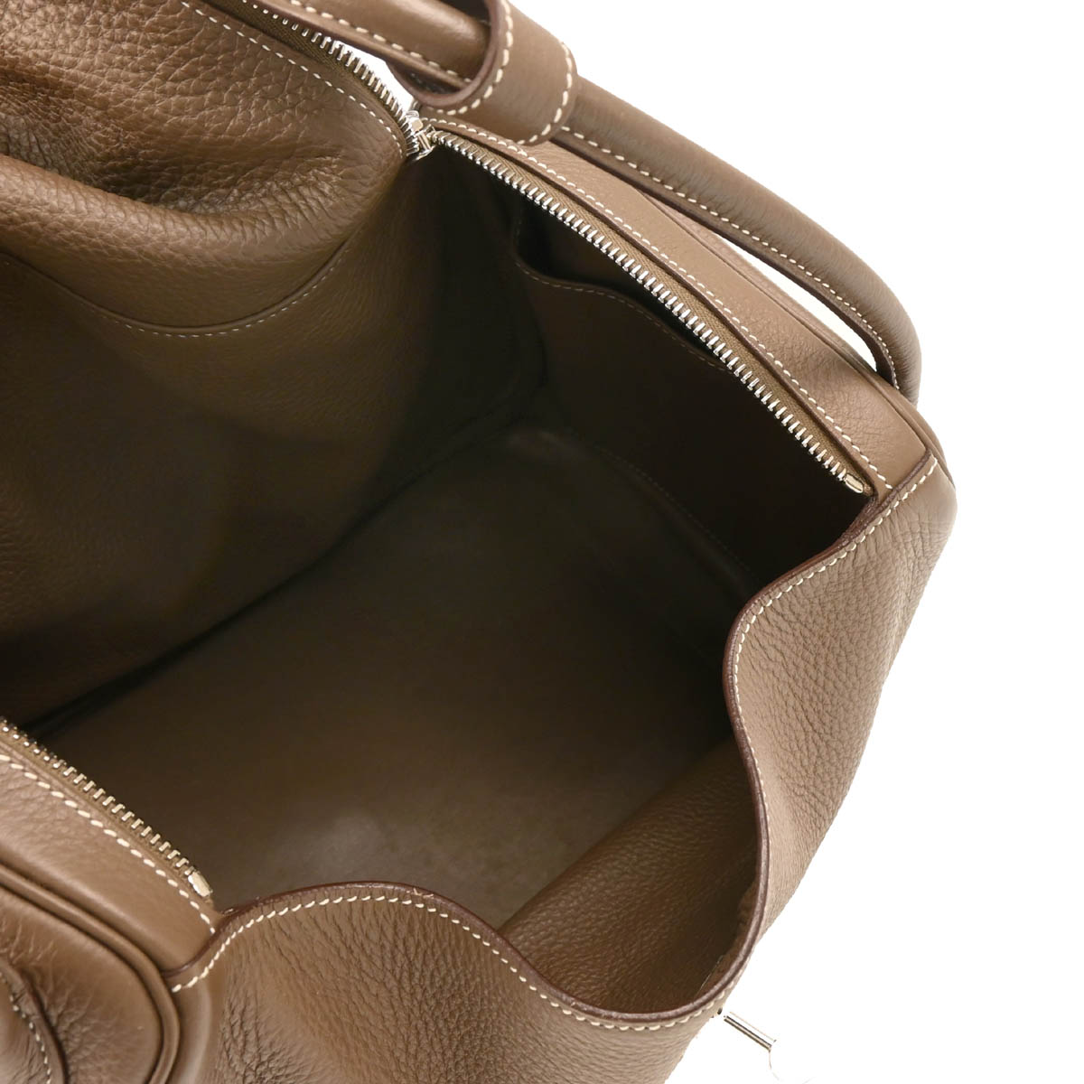 Hermes 2010 Etoupe Gray Taurillon Clemence Lindy 34 Shoulder Bag