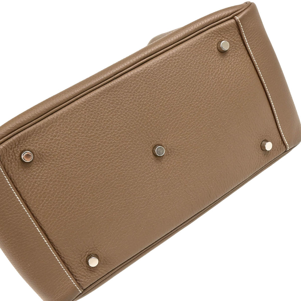 Hermes 2010 Etoupe Gray Taurillon Clemence Lindy 34 Shoulder Bag
