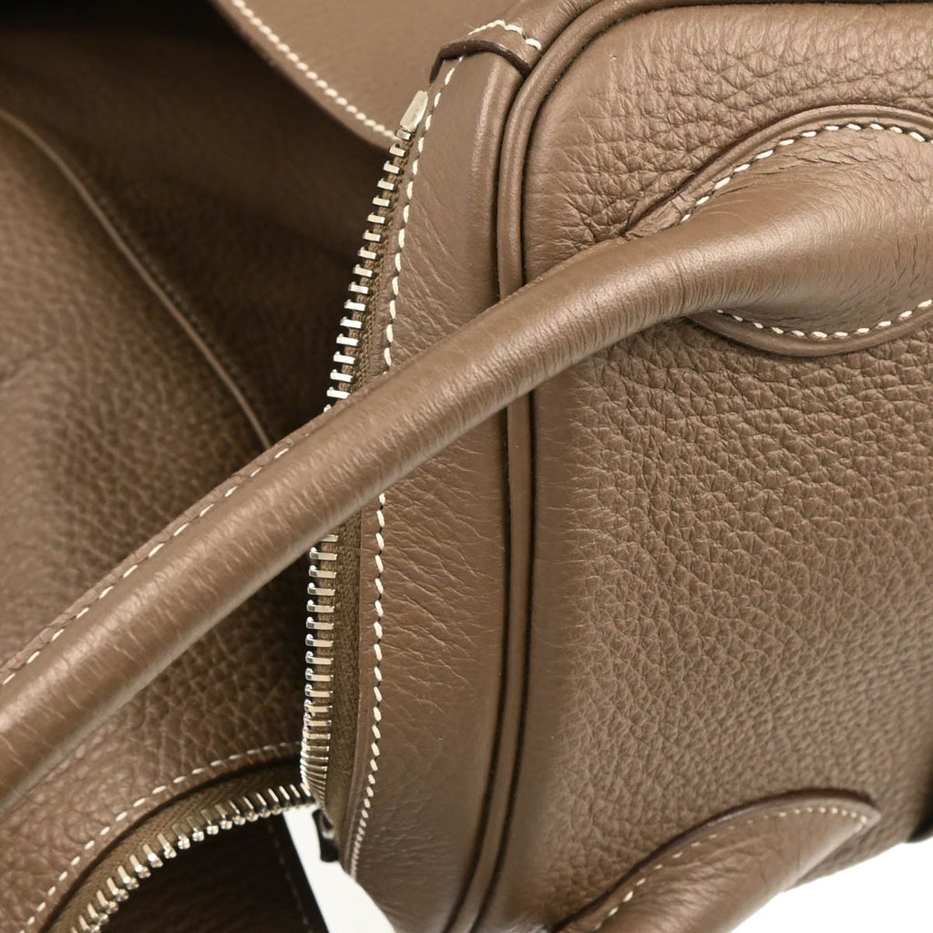 Hermes 2010 Etoupe Gray Taurillon Clemence Lindy 34 Shoulder Bag