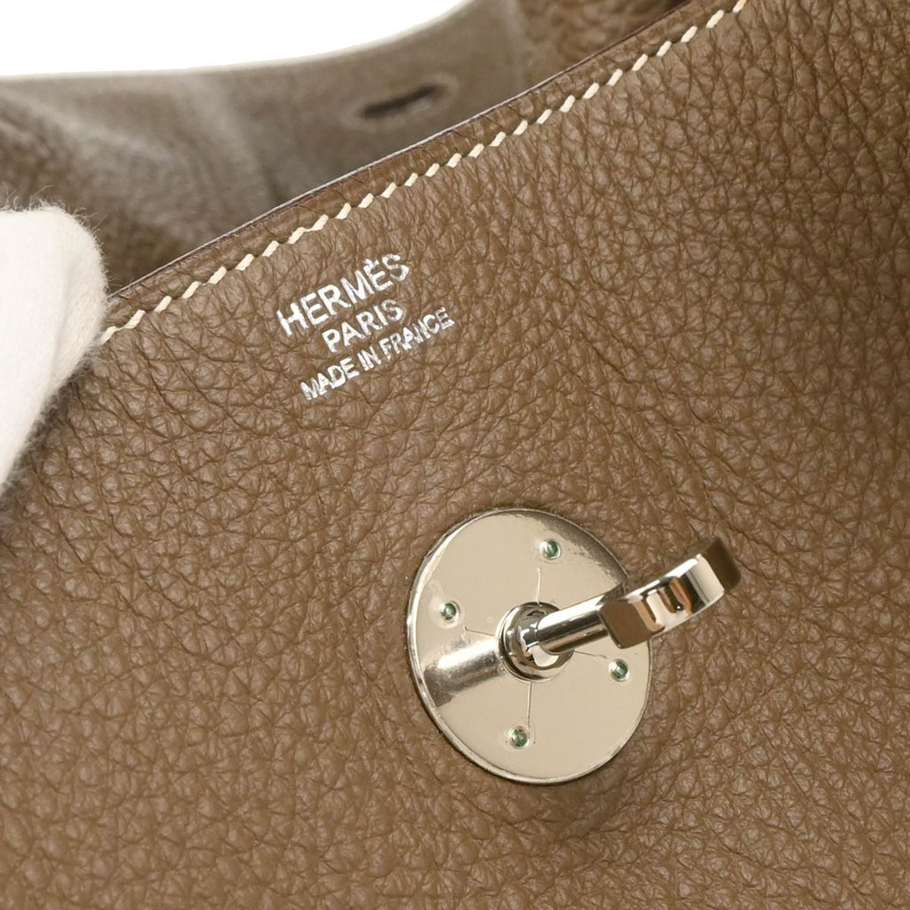 Hermes 2010 Etoupe Gray Taurillon Clemence Lindy 34 Shoulder Bag