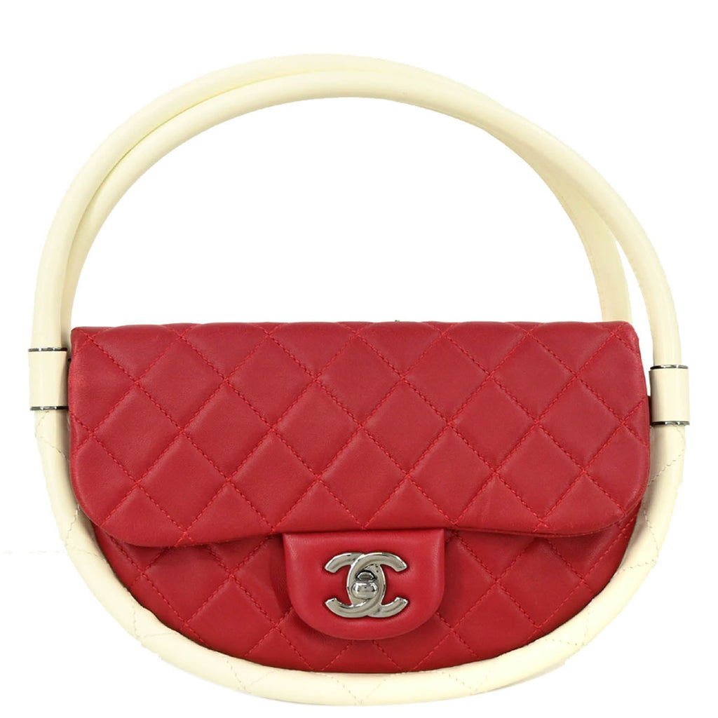 Chanel 2013-2014 Red Lambskin Small Hula Hoop Handbag