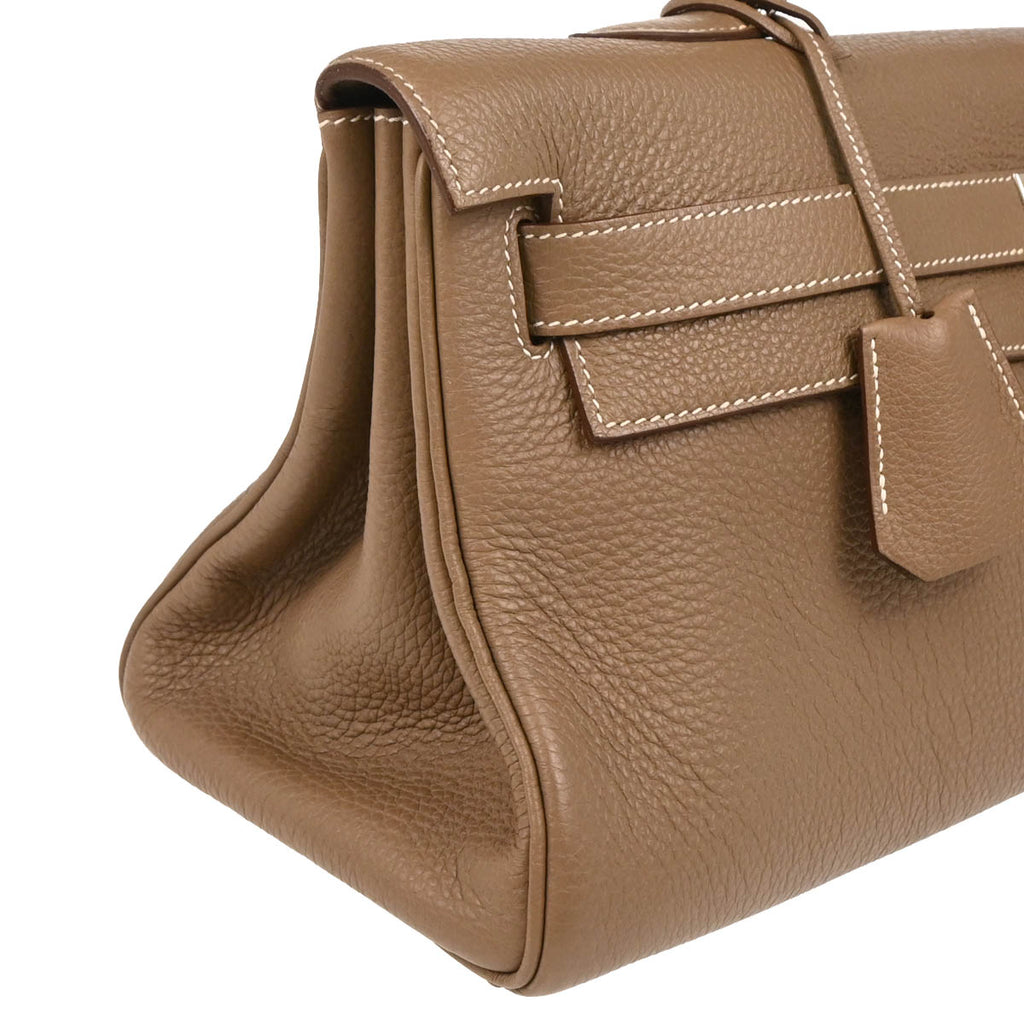 Hermes 2010 Etoupe Gray Togo Shoulder Kelly Handbag
