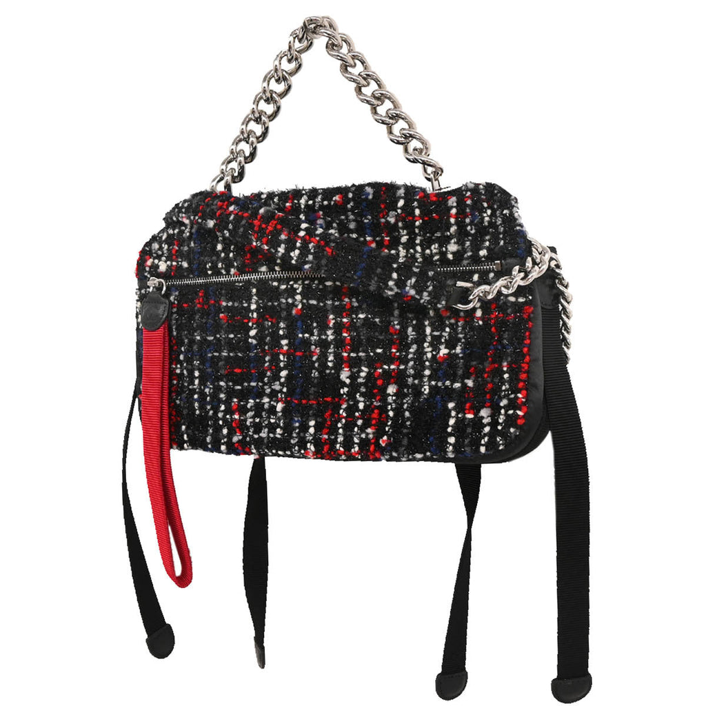 Chanel 2017-2018 Black Nylon Tweed Astronaut Essentials Shoulder Bag