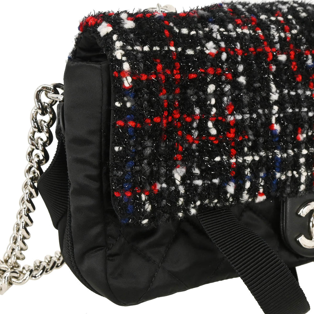Chanel 2017-2018 Black Nylon Tweed Astronaut Essentials Shoulder Bag