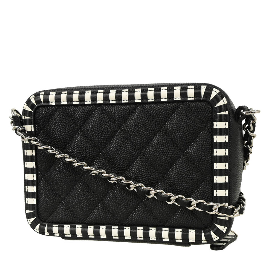 Chanel 2019 Black Caviar Filigree Vanity Shoulder Bag