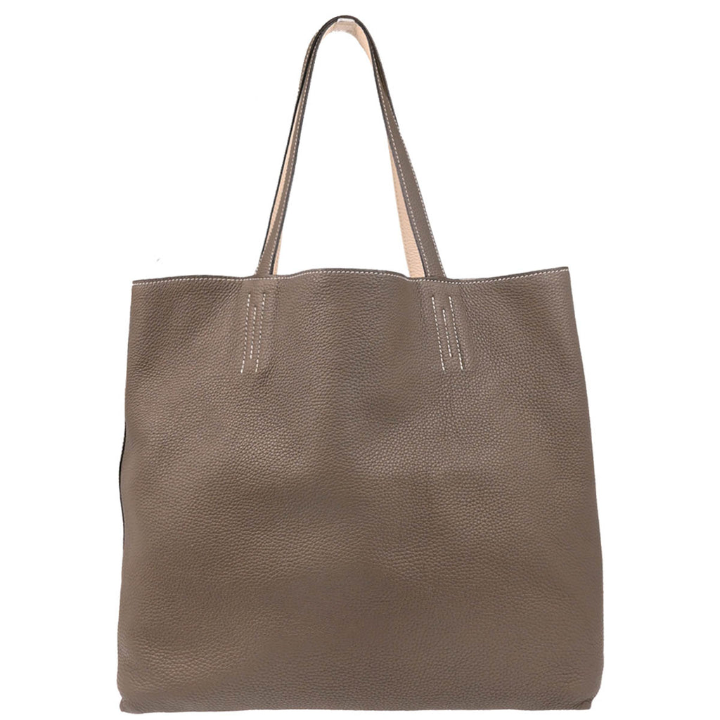 Hermes 2018 Etoupe Clemence Double Sens 36 Reversible Tote Handbag