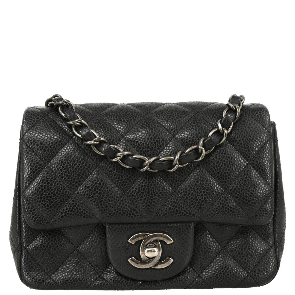 Chanel 2014-2015 Black Caviar Mini Classic Square Flap Shoulder Bag