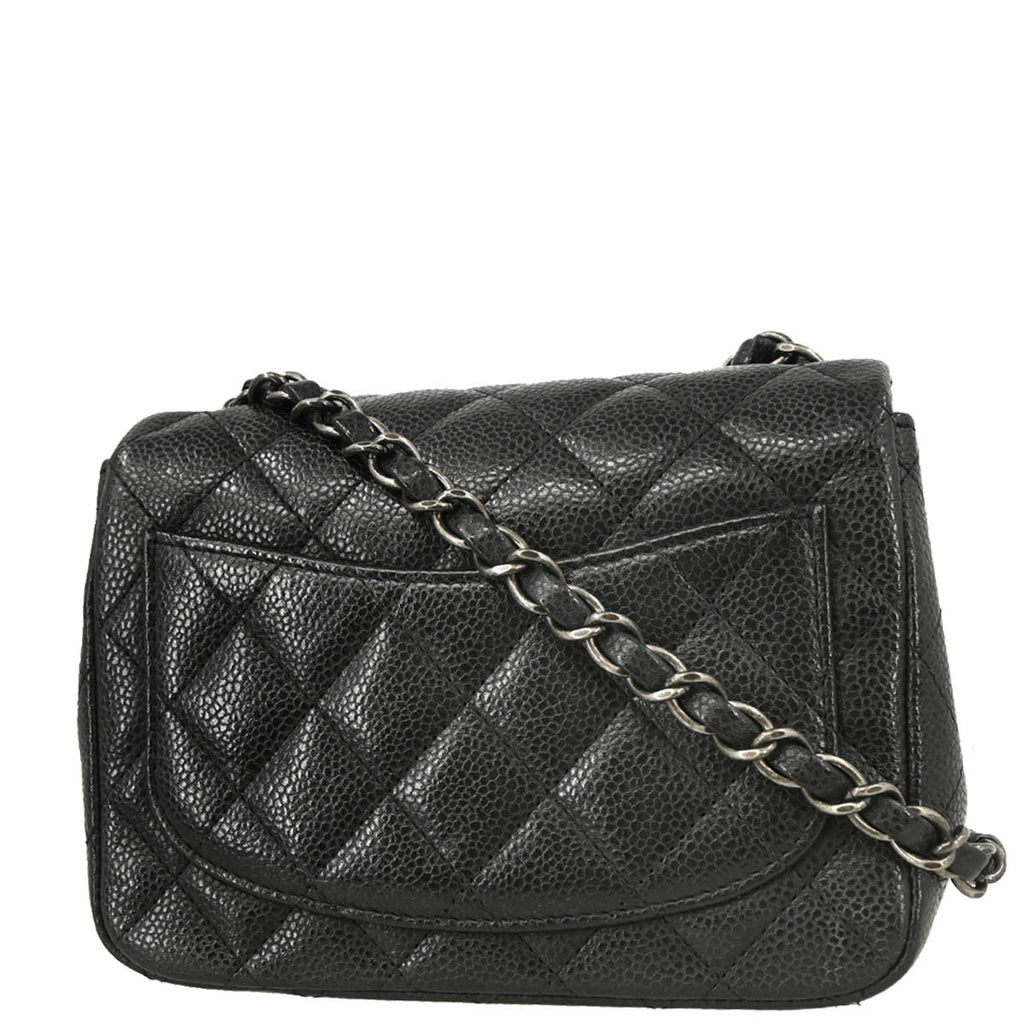 Chanel 2014-2015 Black Caviar Mini Classic Square Flap Shoulder Bag