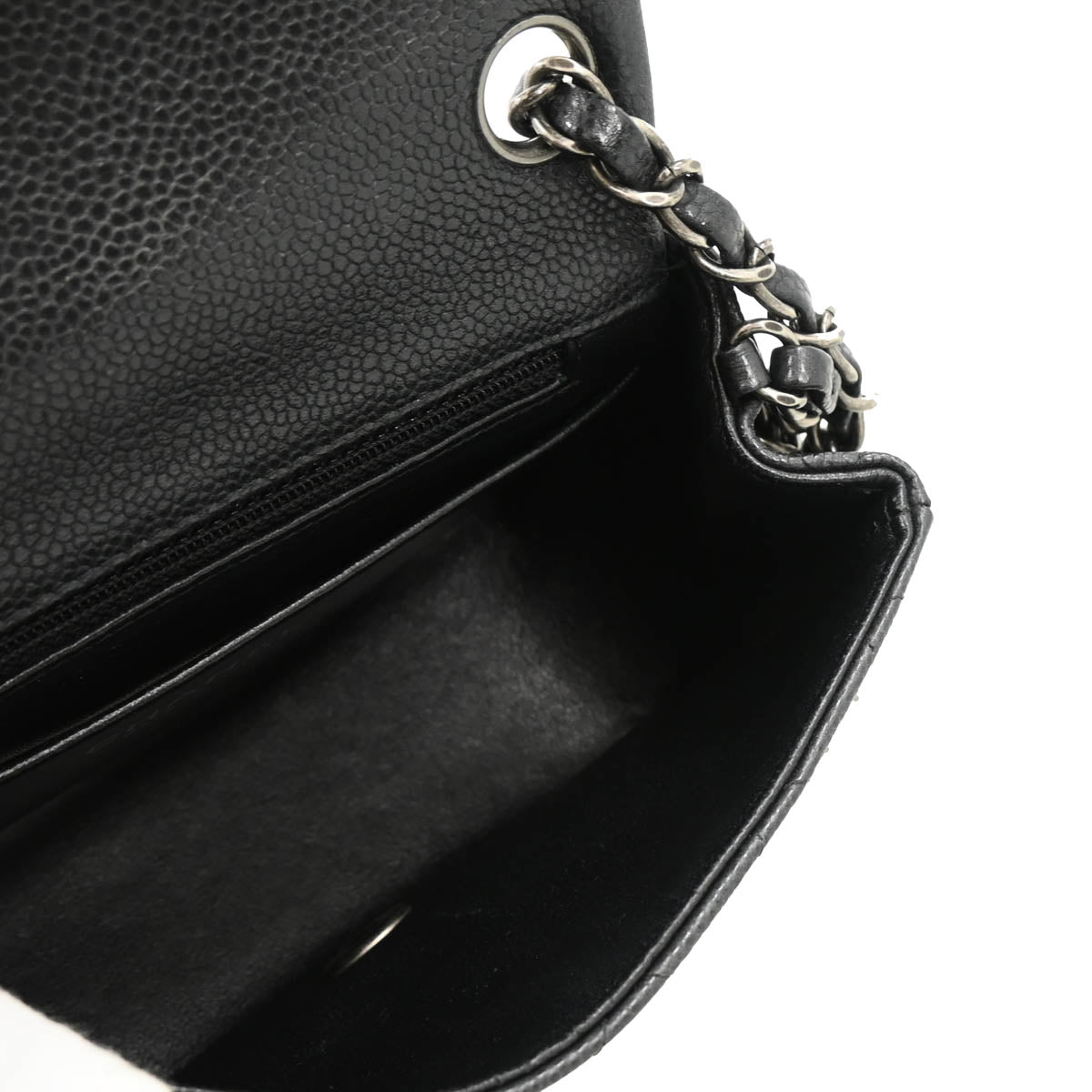 Chanel 2014-2015 Black Caviar Mini Classic Square Flap Shoulder Bag
