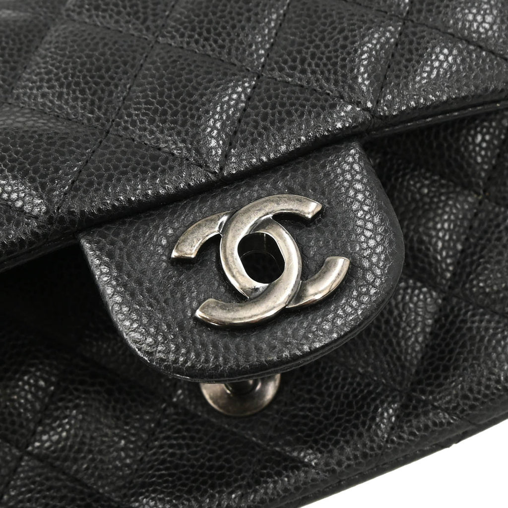 Chanel 2014-2015 Black Caviar Mini Classic Square Flap Shoulder Bag