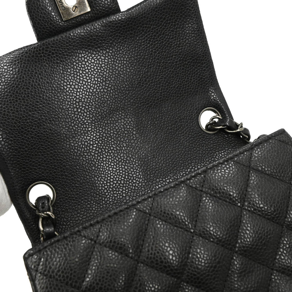 Chanel 2014-2015 Black Caviar Mini Classic Square Flap Shoulder Bag