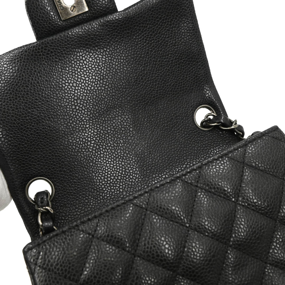 Chanel 2014-2015 Black Caviar Mini Classic Square Flap Shoulder Bag