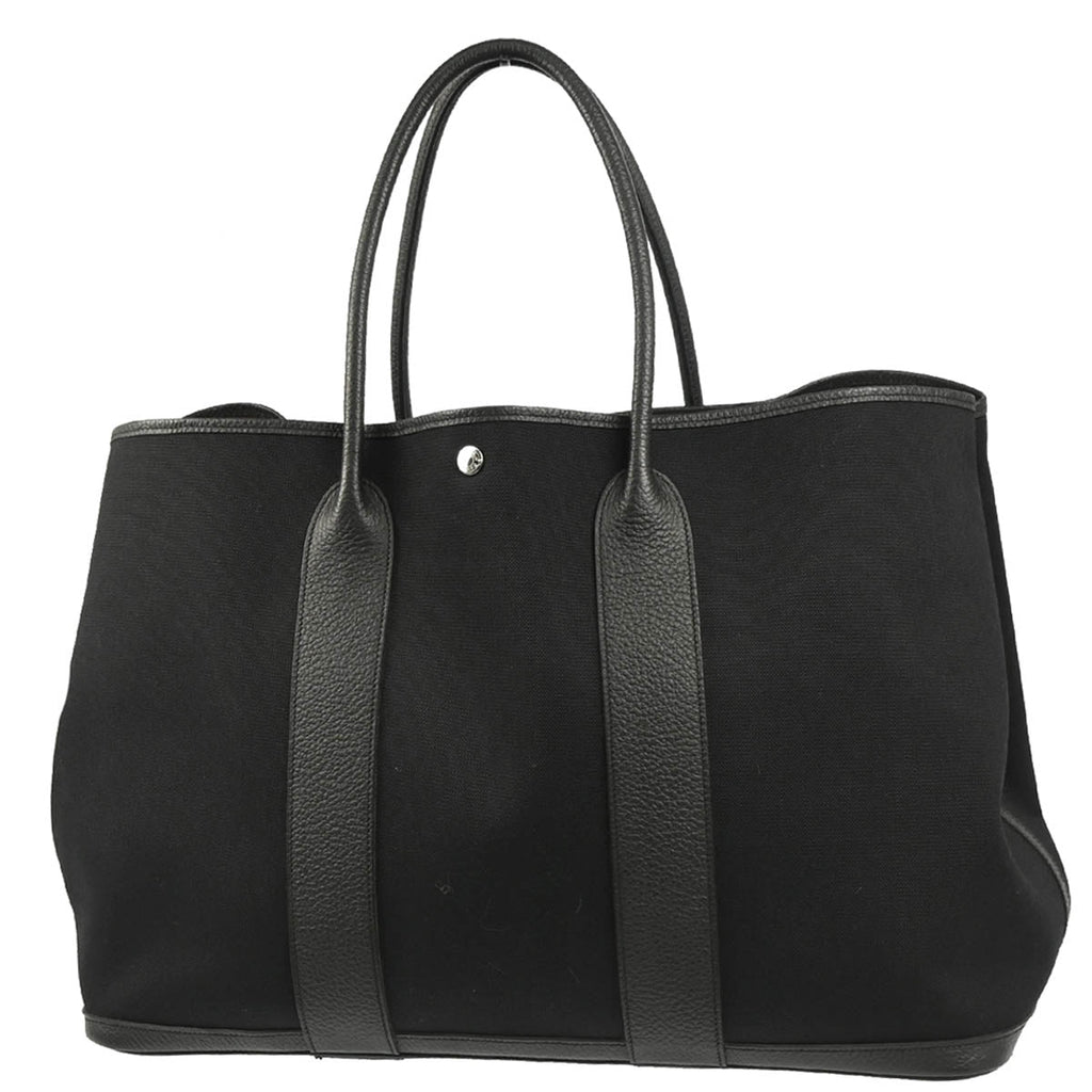Hermes 2019 Black Toile Officier Garden Party TGM Tote Handbag