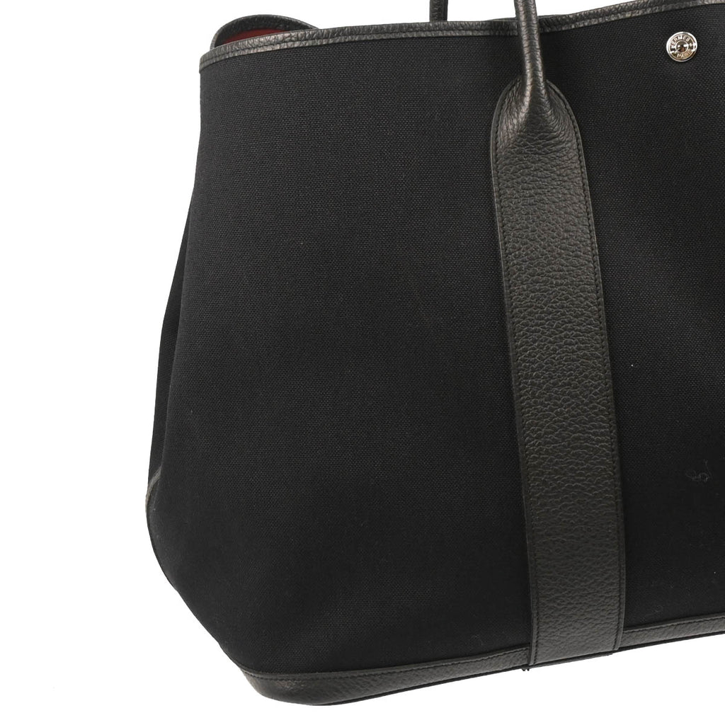 Hermes 2019 Black Toile Officier Garden Party TGM Tote Handbag