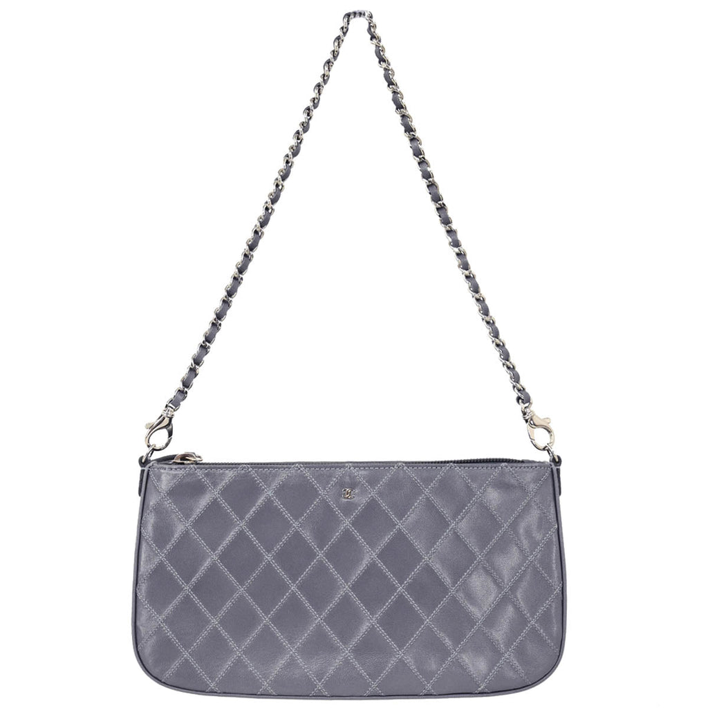 Chanel 2010-2011 Gray Calfskin Bicolore WOC Wallet Handbag