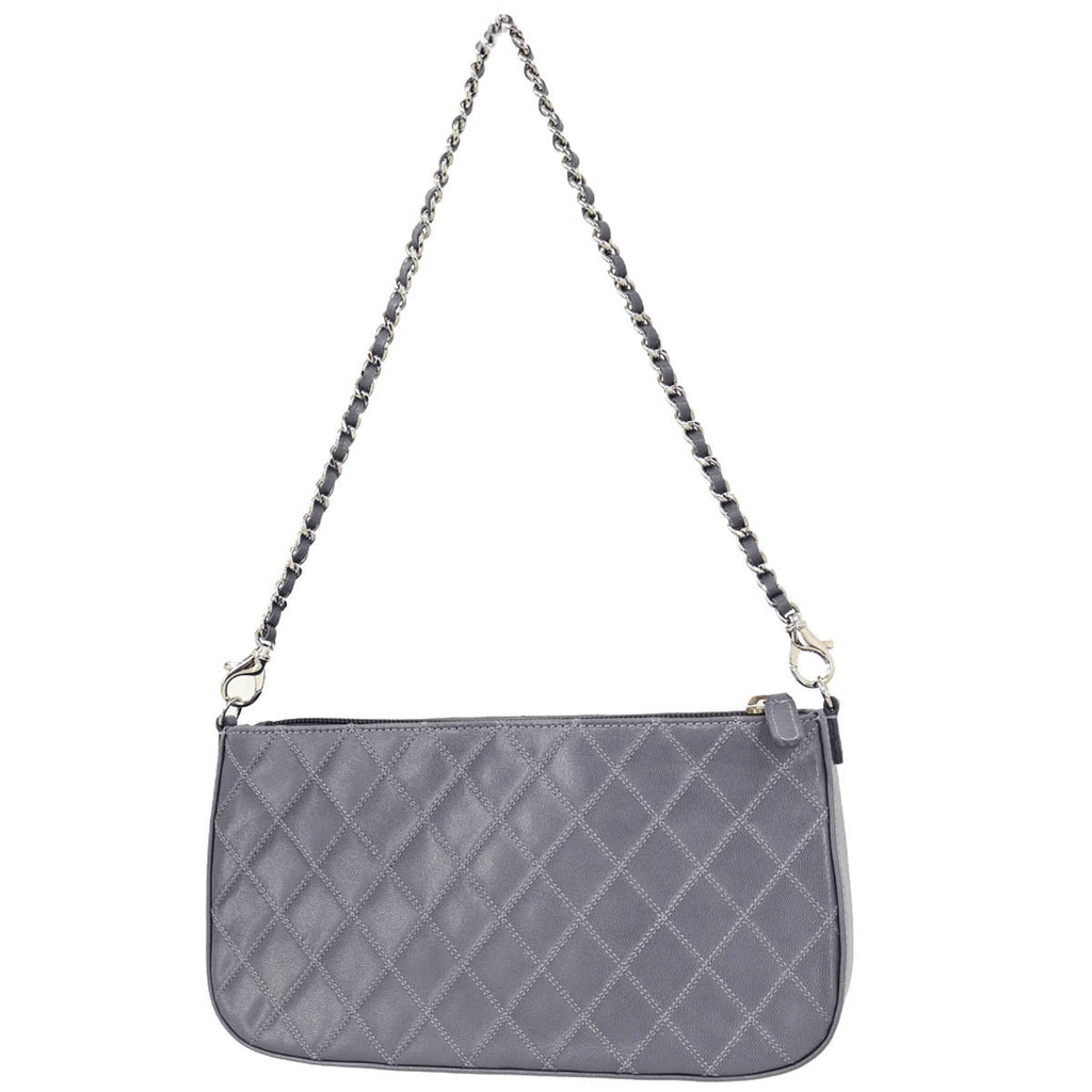 Chanel 2010-2011 Gray Calfskin Bicolore WOC Wallet Handbag