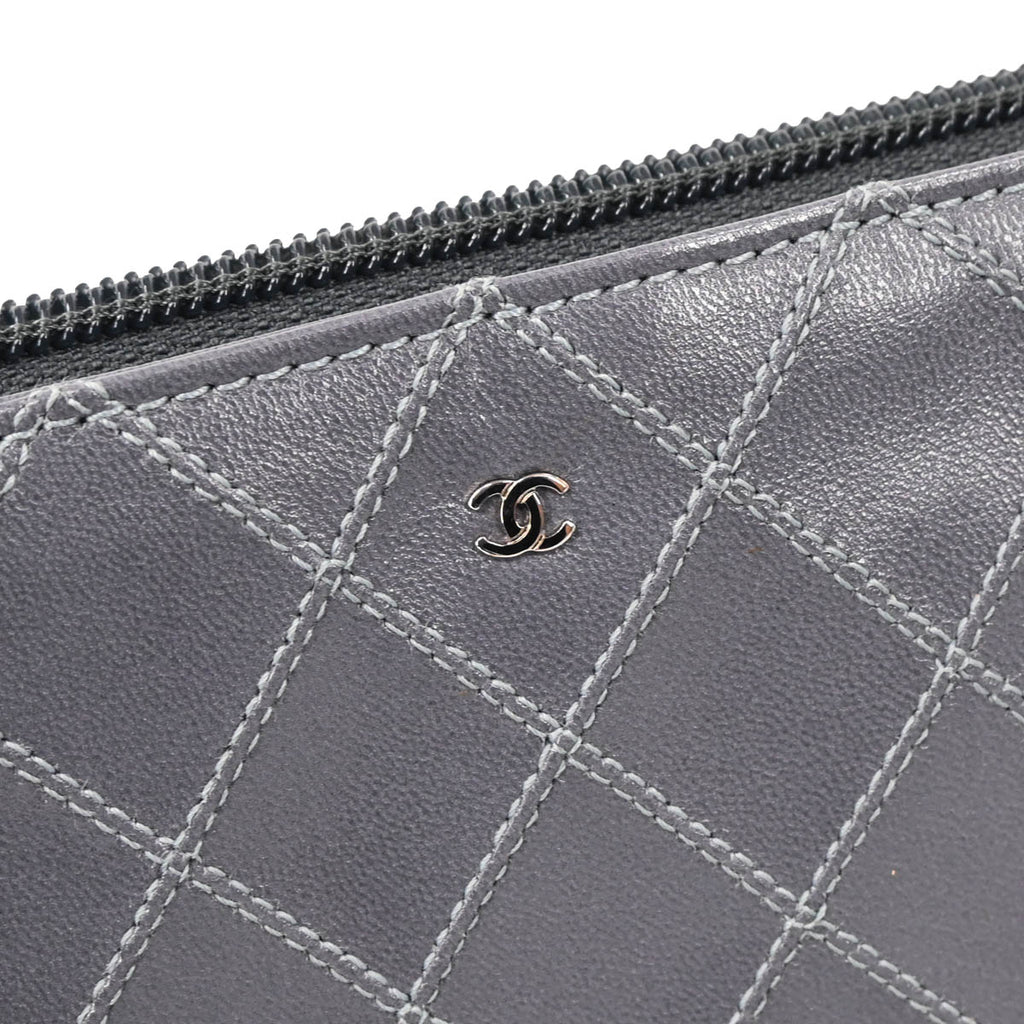 Chanel 2010-2011 Gray Calfskin Bicolore WOC Wallet Handbag
