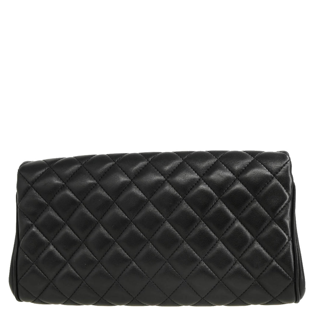 Chanel 2018 Black Lambskin Pouch Clutch Bag