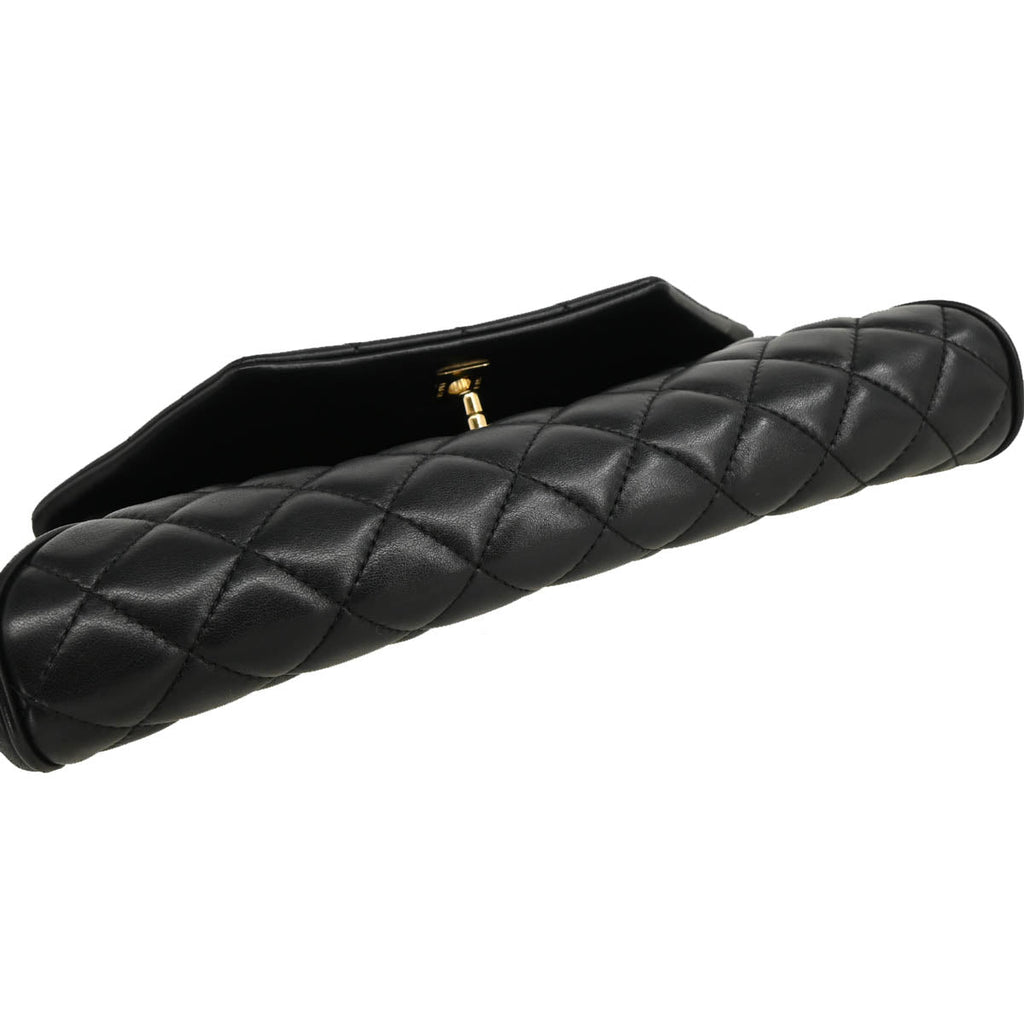 Chanel 2018 Black Lambskin Pouch Clutch Bag