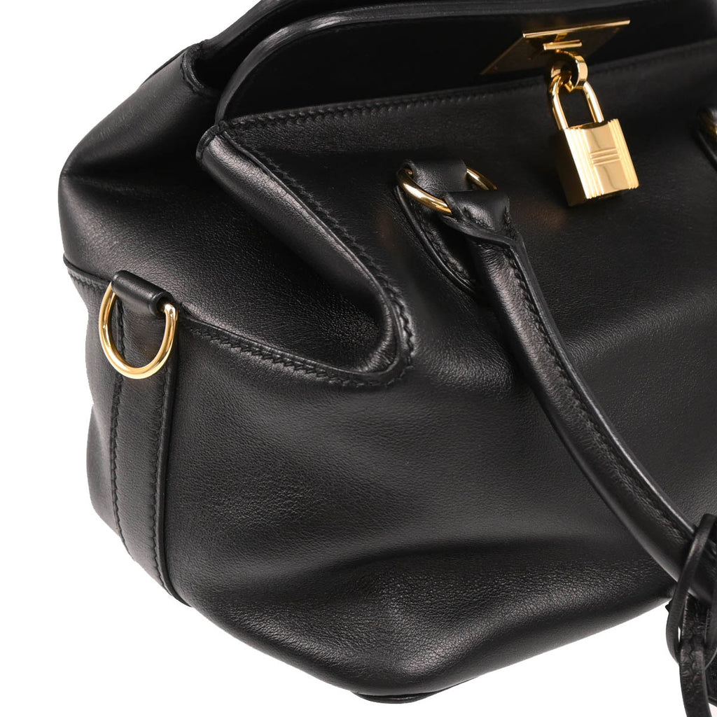 Hermes 2018 Black Veau Swift Toolbox 20 2way Shoulder Handbag