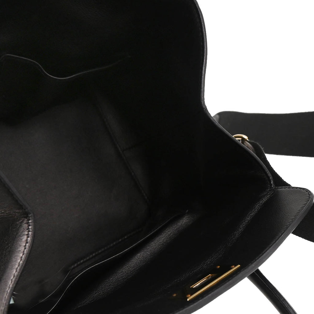 Hermes 2018 Black Veau Swift Toolbox 20 2way Shoulder Handbag