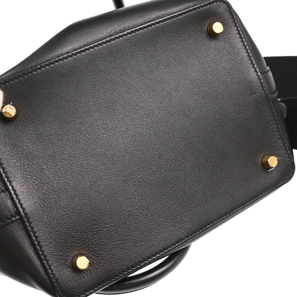 Hermes 2018 Black Veau Swift Toolbox 20 2way Shoulder Handbag