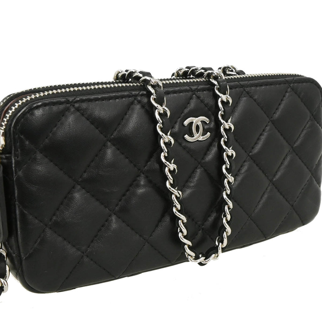 Chanel 2017 Black Lambskin WOC Shoulder Wallet Bag