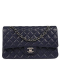 Chanel 2013-2014 Navy Lambskin Medium Classic Double Flap Shoulder Bag