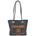 Chanel 2017 Navy Denim Mini Deauville Shoulder Tote Bag