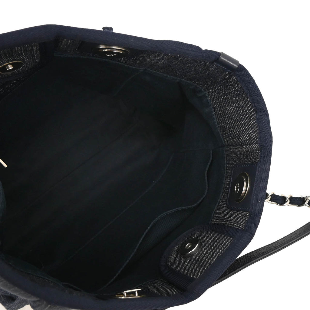 Chanel 2017 Navy Denim Mini Deauville Shoulder Tote Bag