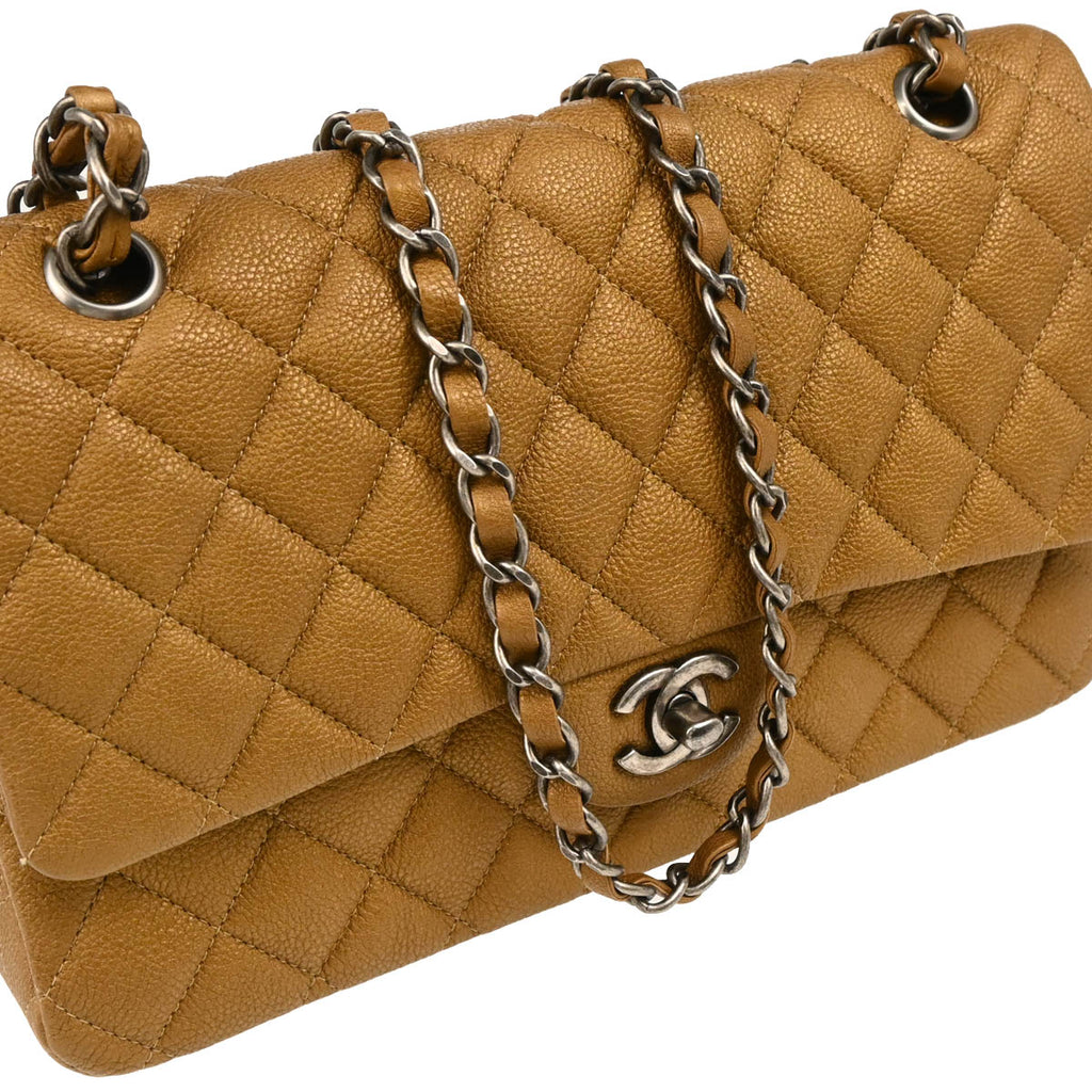 Chanel 2012-2013 Brown Caviar Medium Classic Double Flap Shoulder Bag
