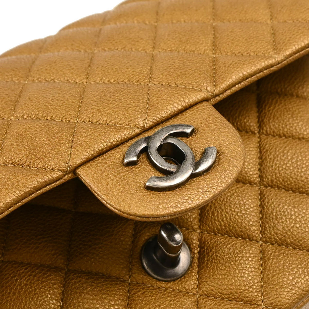 Chanel 2012-2013 Brown Caviar Medium Classic Double Flap Shoulder Bag