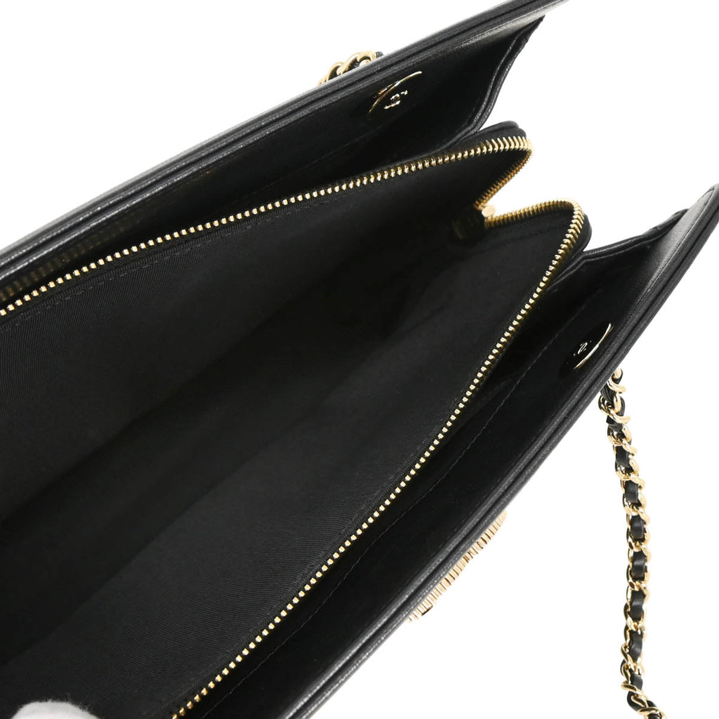 Chanel 2017-2018 Black Lambskin Chevron Handbag