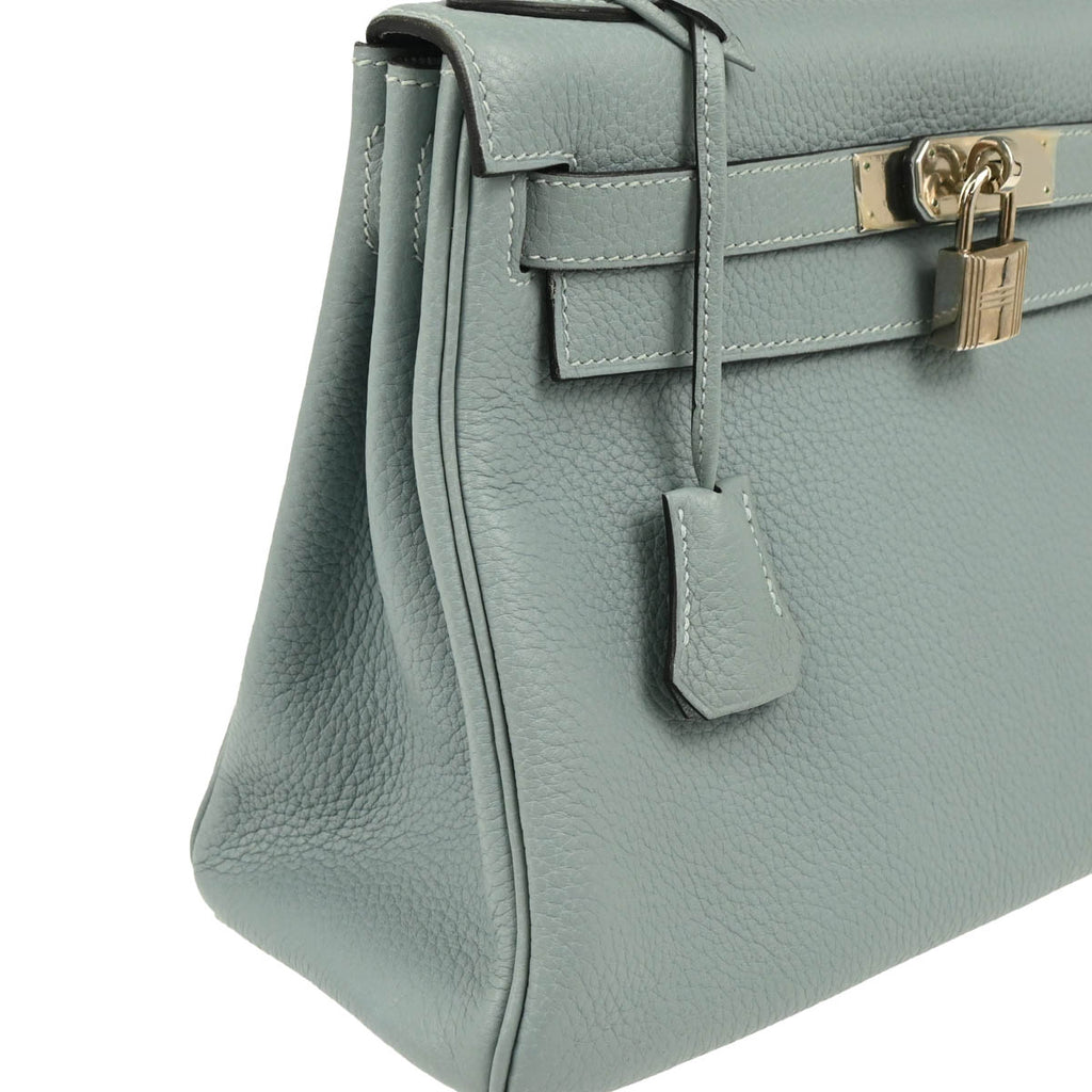 Hermes 2012 Ciel Taurillon Clemence Kelly 28 Retourne 2way Shoulder Handbag