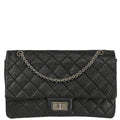 Chanel 2009-2010 Black Calfskin 2.55 Jumbo Classic Double Flap Shoulder Bag