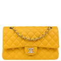 Chanel 2014 Yellow Lambskin Medium Classic Double Flap Shoulder Bag