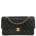 Chanel 2019 Black Caviar Medium Classic Double Flap Shoulder Bag