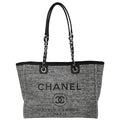 Chanel 2018 Gray Canvas Small Deauville Shoulder Tote Bag