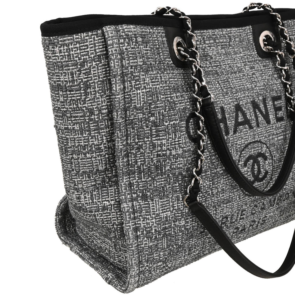 Chanel 2018 Gray Canvas Small Deauville Shoulder Tote Bag