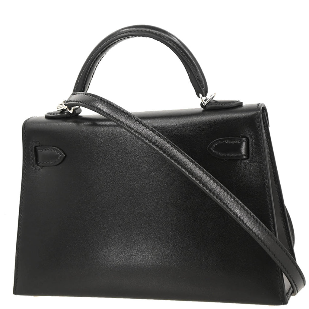 Hermes 2019 Black Box Calf Mini Kelly 20 2way Shoulder Sellier Handbag
