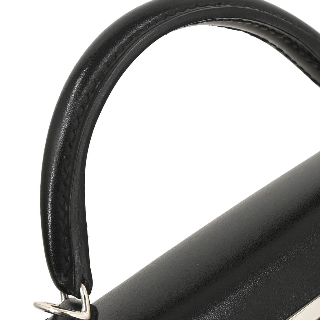 Hermes 2019 Black Box Calf Mini Kelly 20 2way Shoulder Sellier Handbag